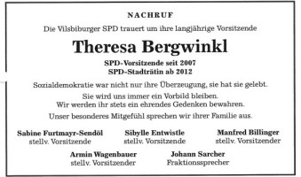 Nachruf Theresa Bergwinkl